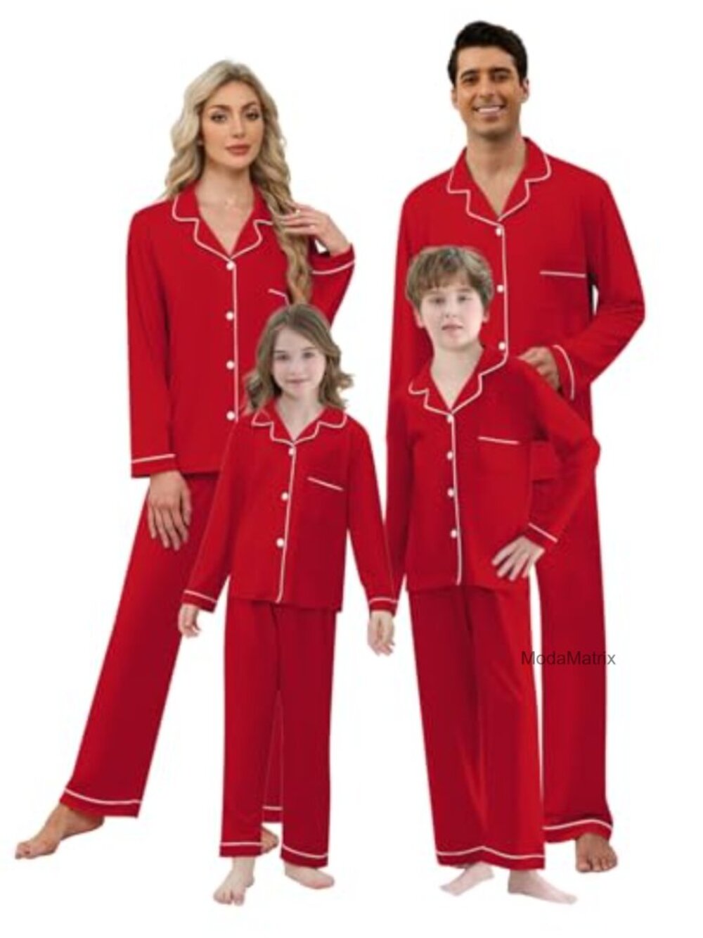 Family Matching Christmas Pajamas Sets Adults Kids Soft Polyester Sleepwear